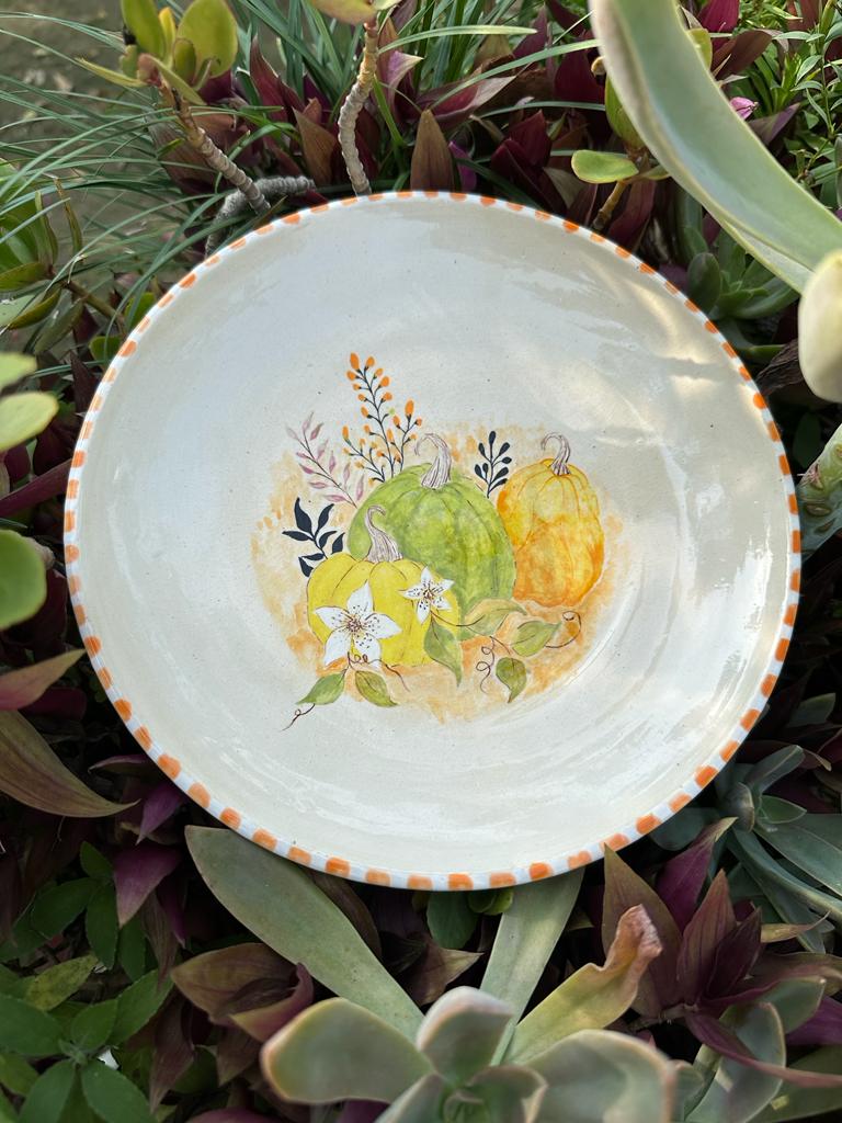 Pumpkin painted bowls(pasta bowls)*2