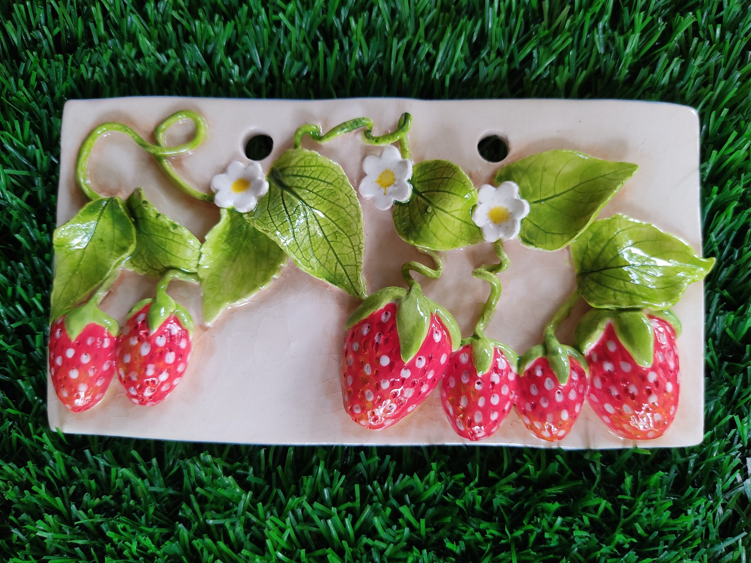 Wall hanging with 3D strawberries