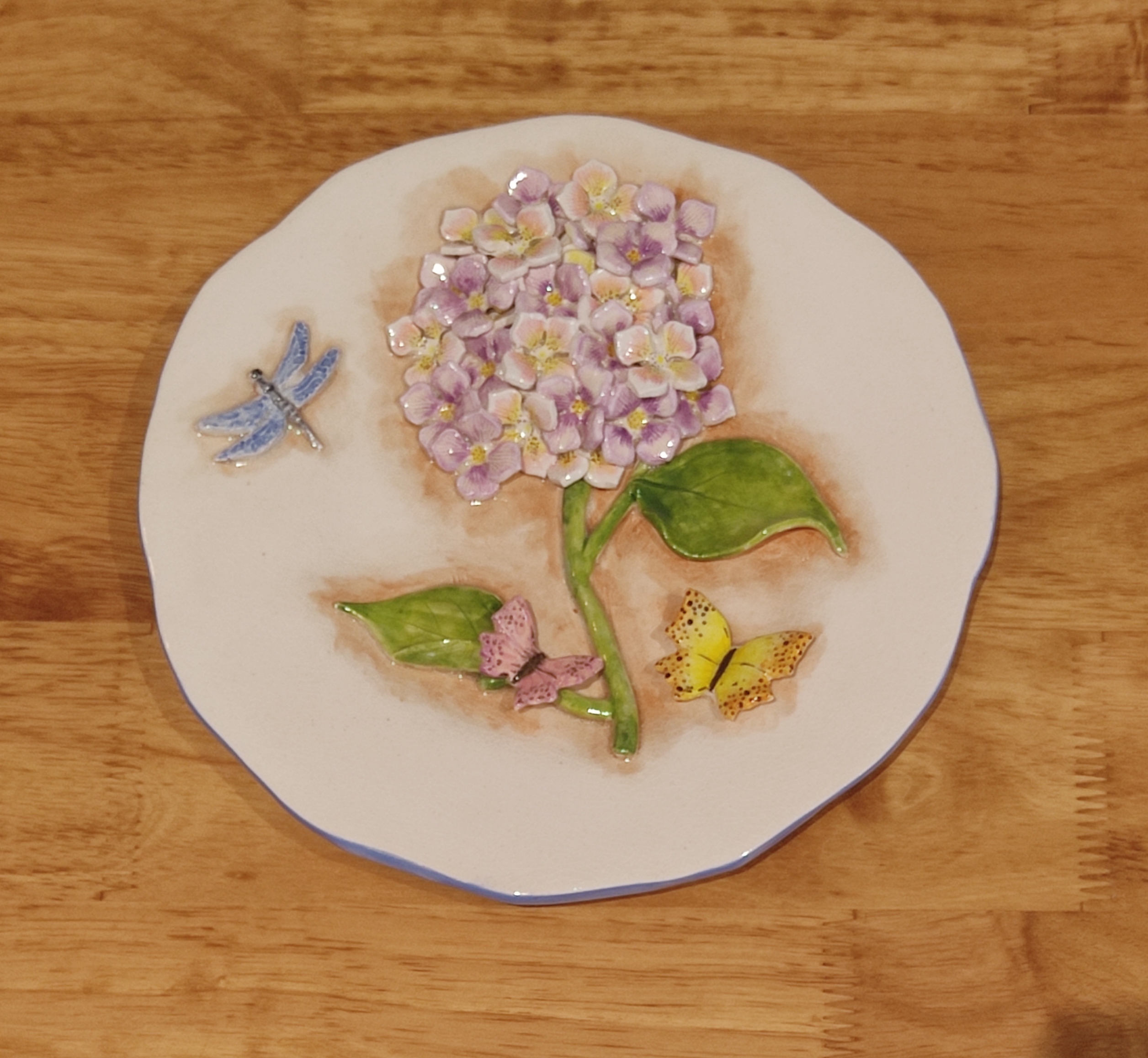 3D purple flower garden plate