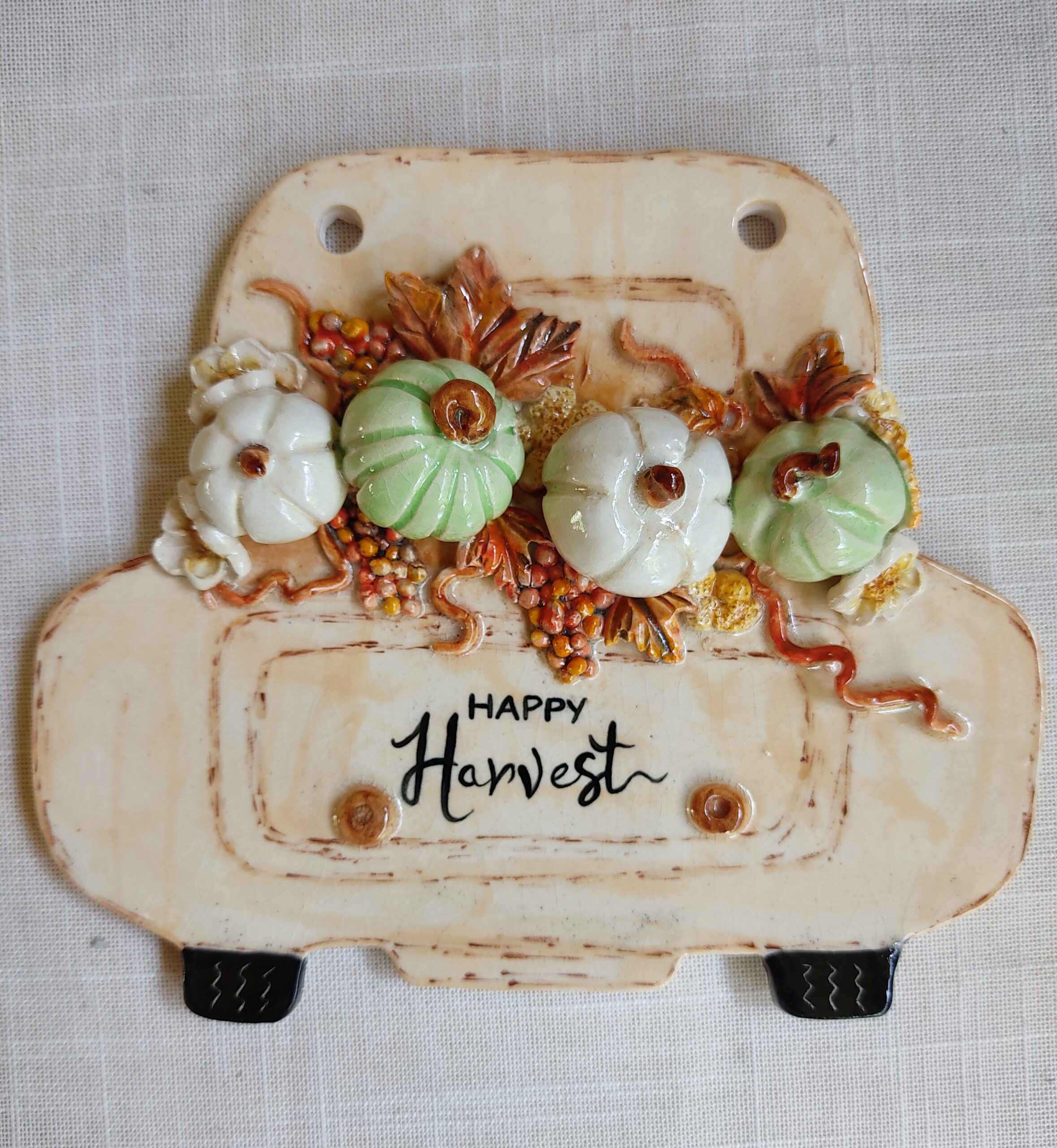 Ivory pumpkin car (wall hanging)