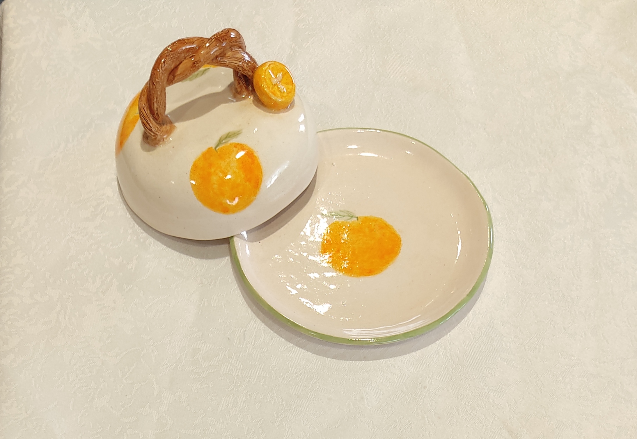 Small orange butter dish