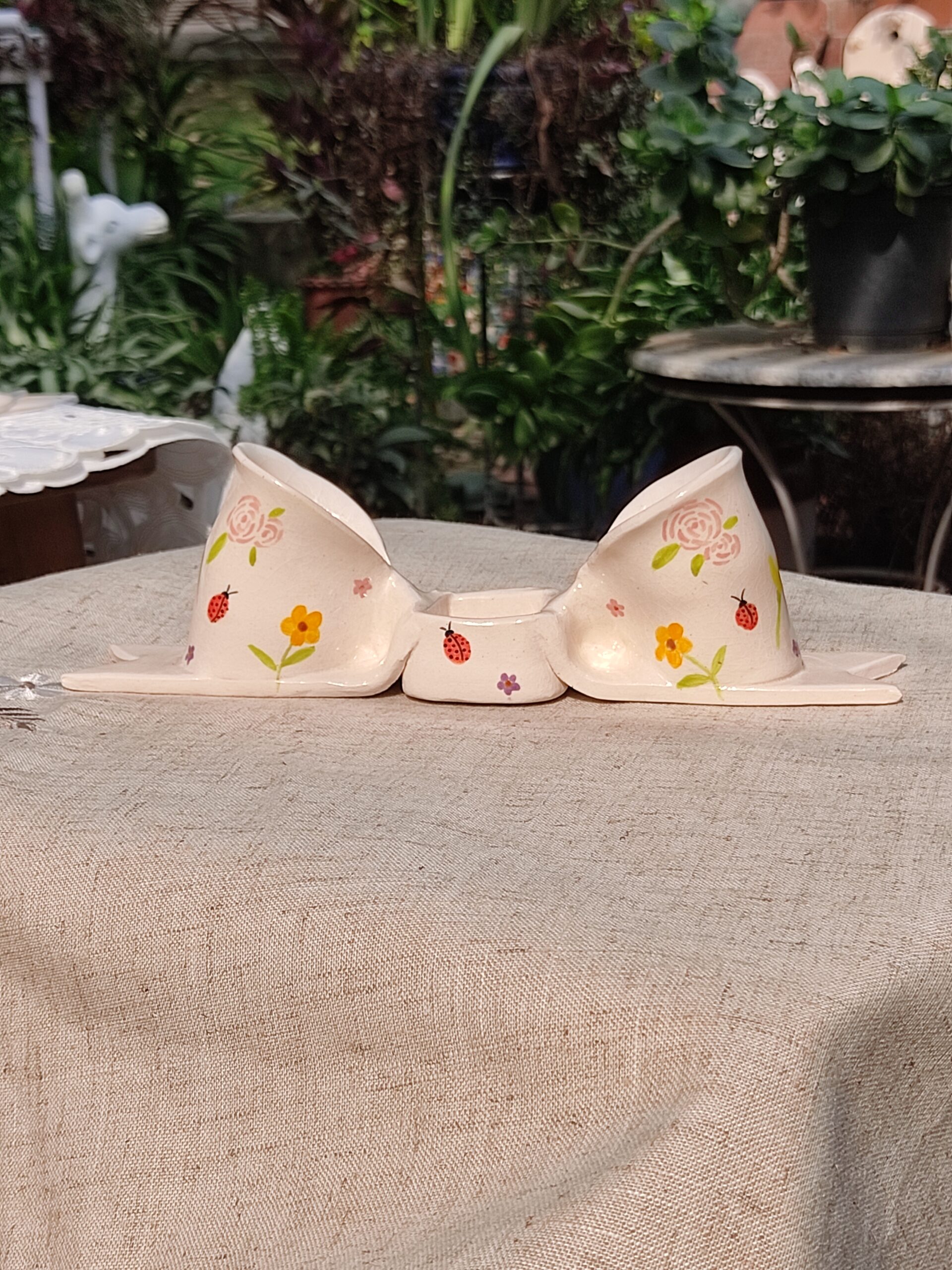 Bow candle holder (colourful flowers)