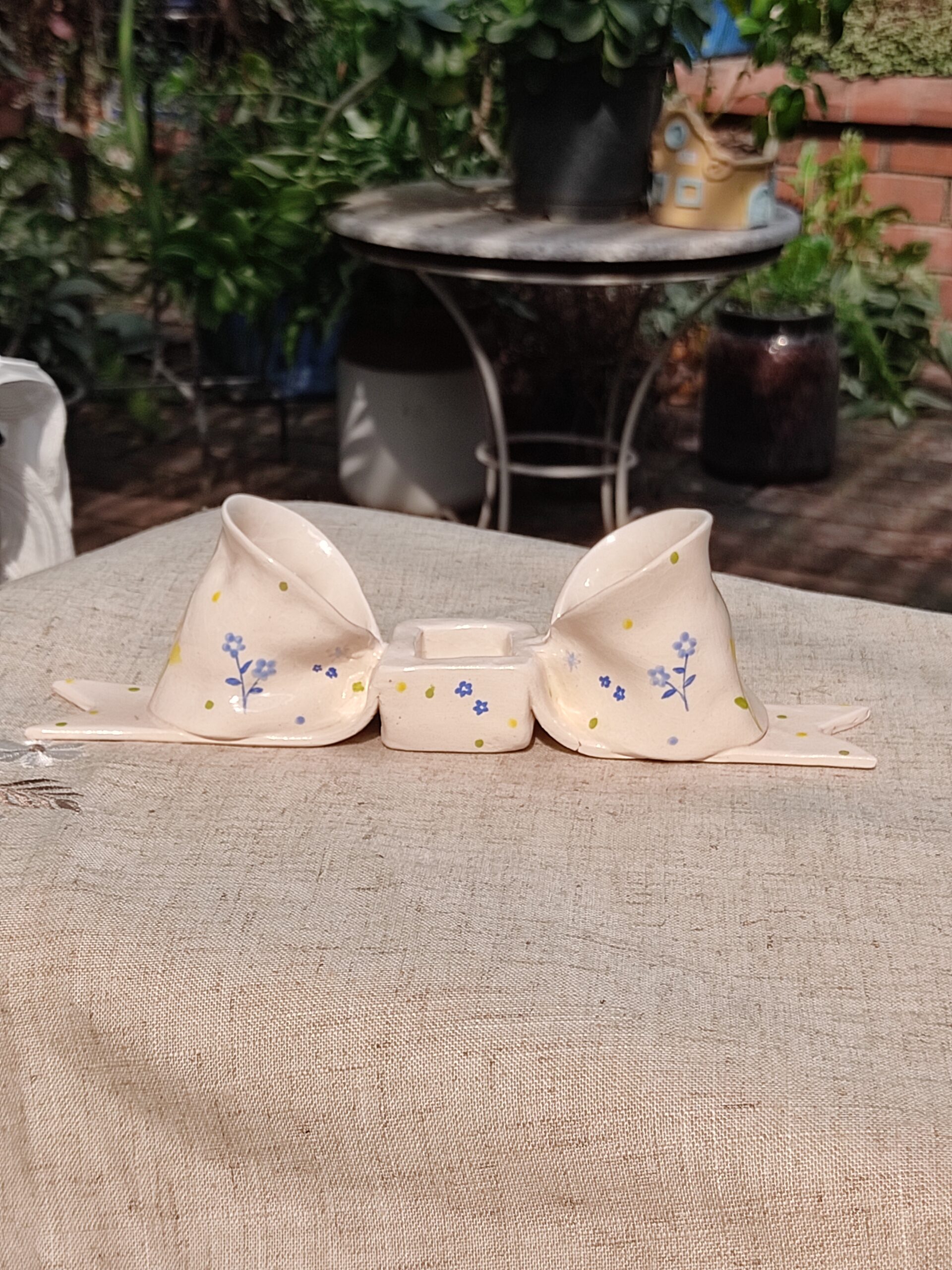 Bow candle holder(blue)