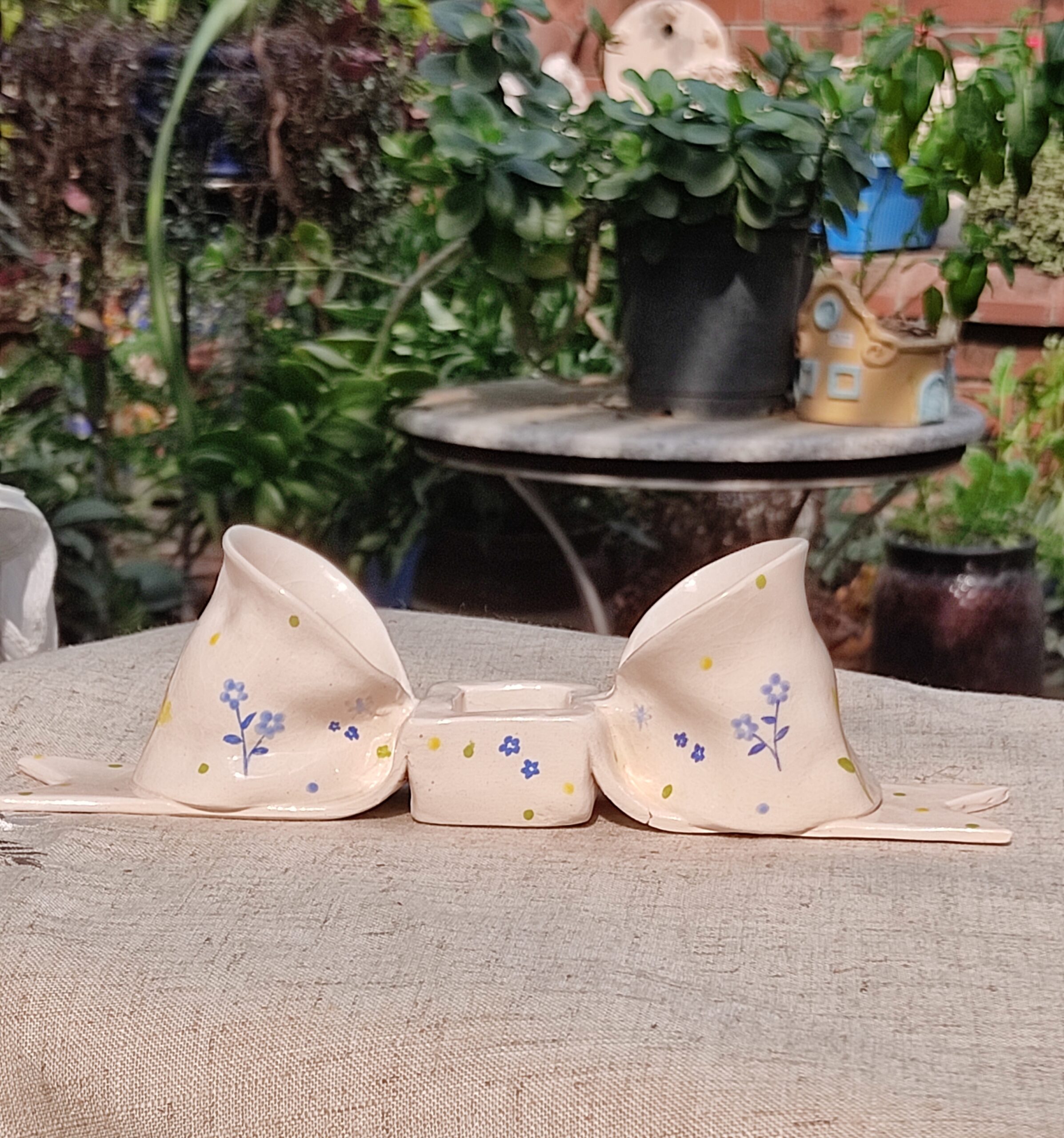 Bow candle holder(blue 1)