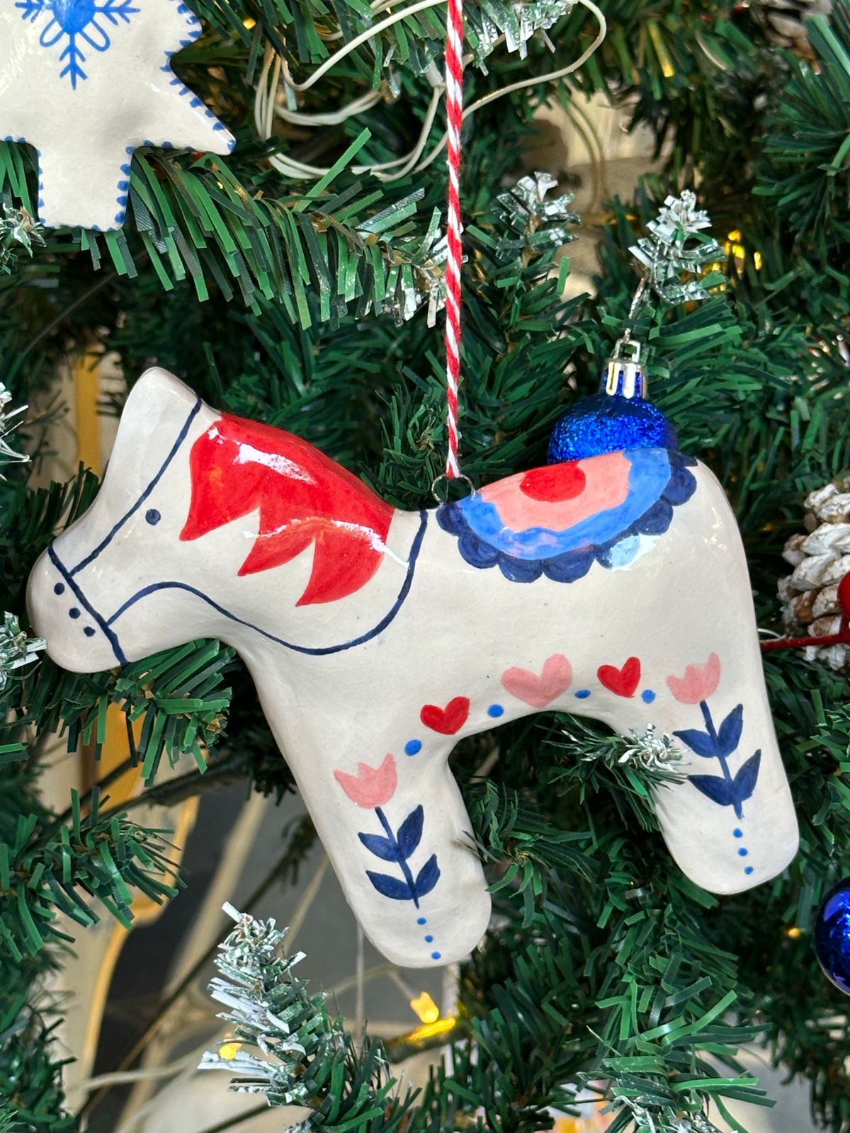 White blue horse Hanging