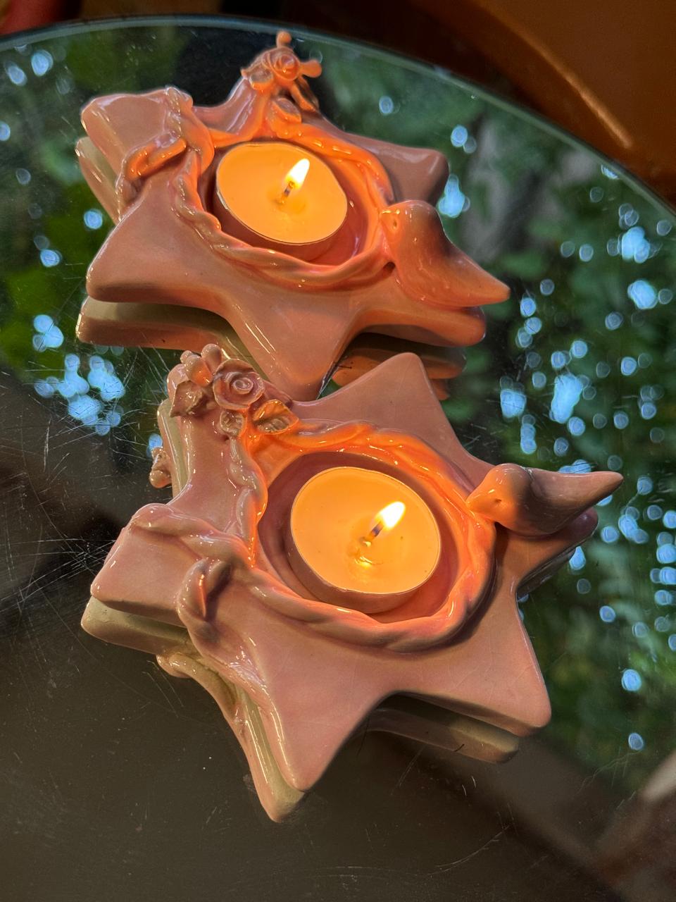 Star candle holder with bird (small)