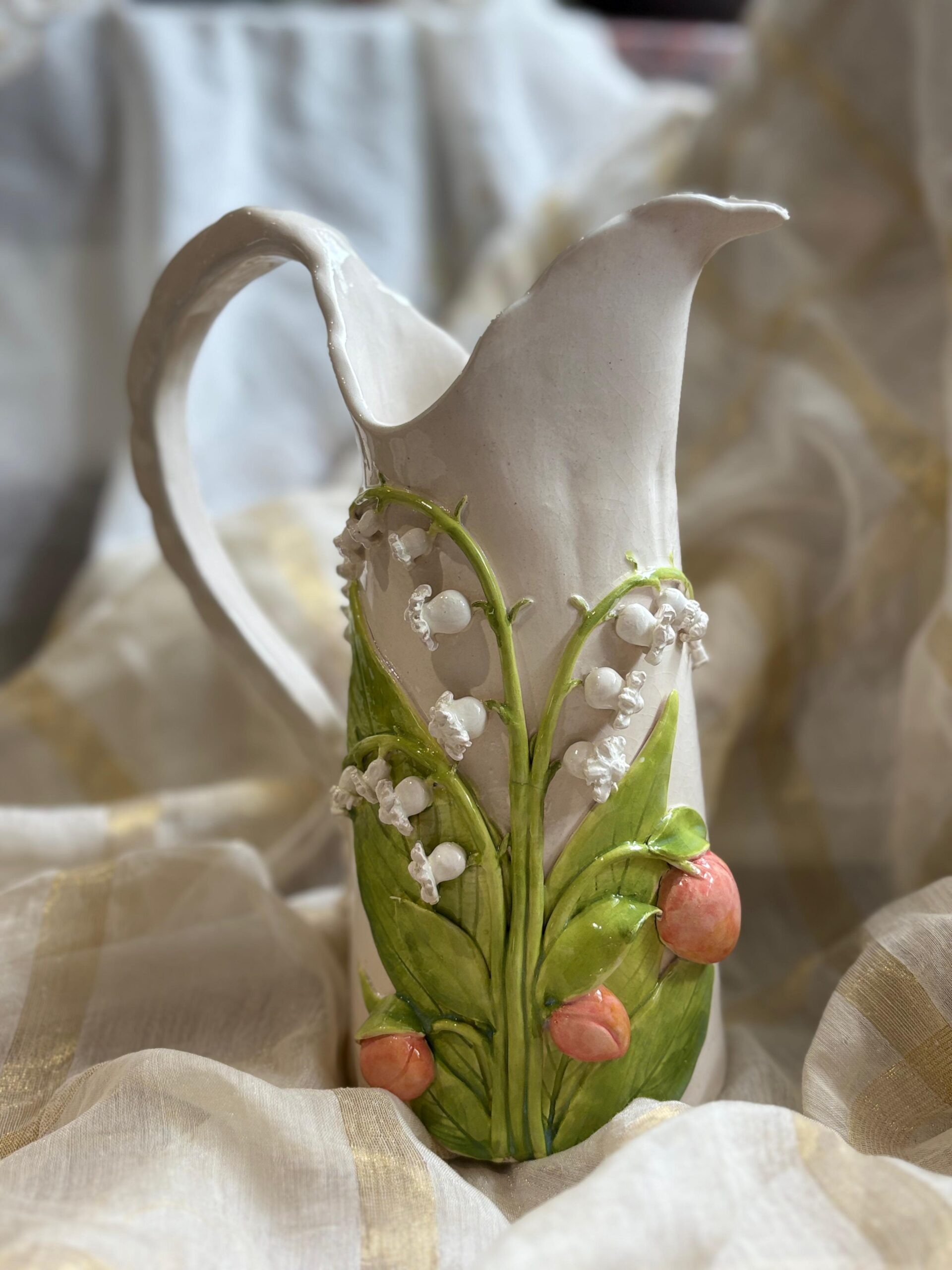 Peaches and lily of the valley jug
