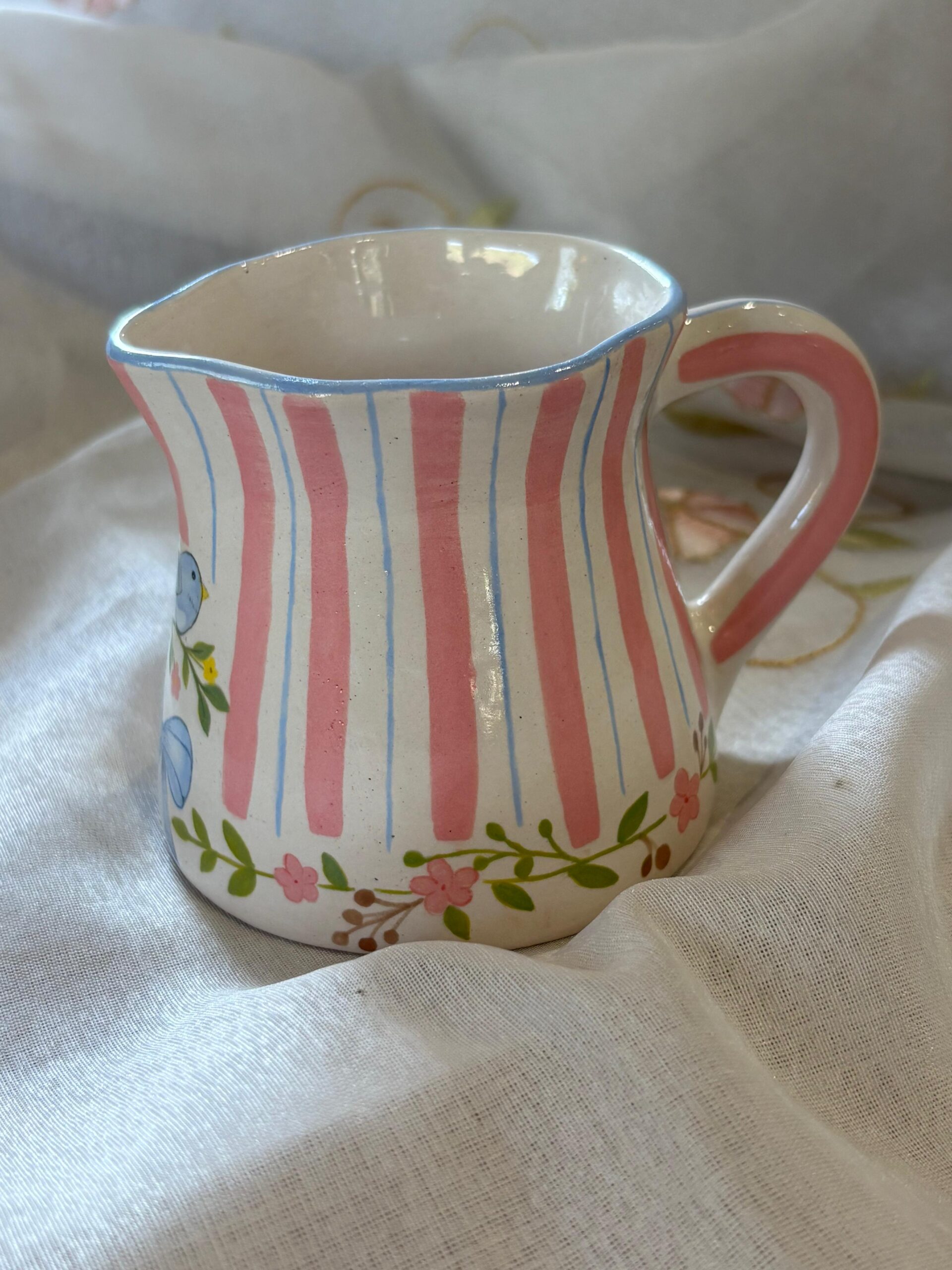 Pink bird small jug