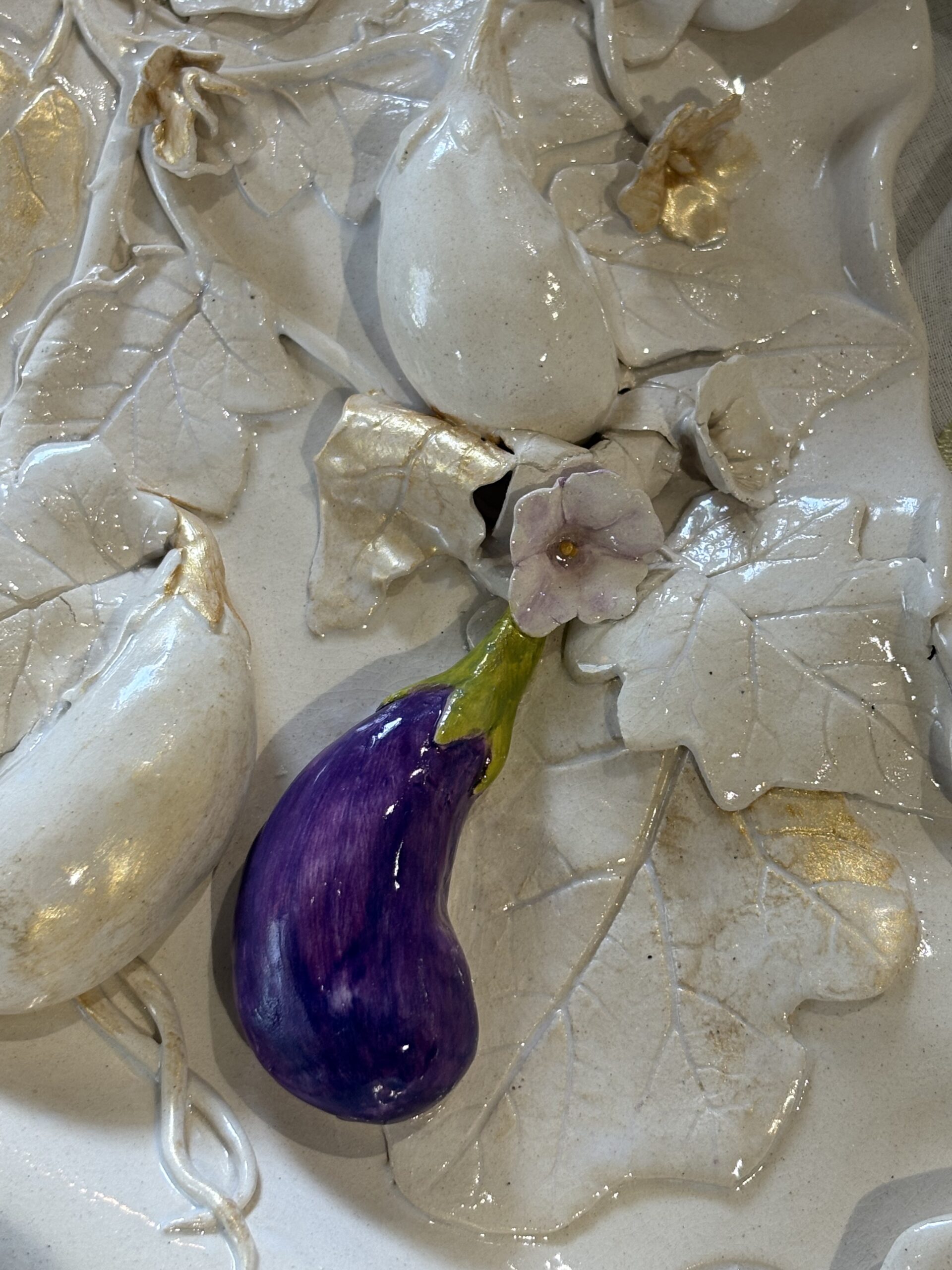 Royal white brinjal wall hanging