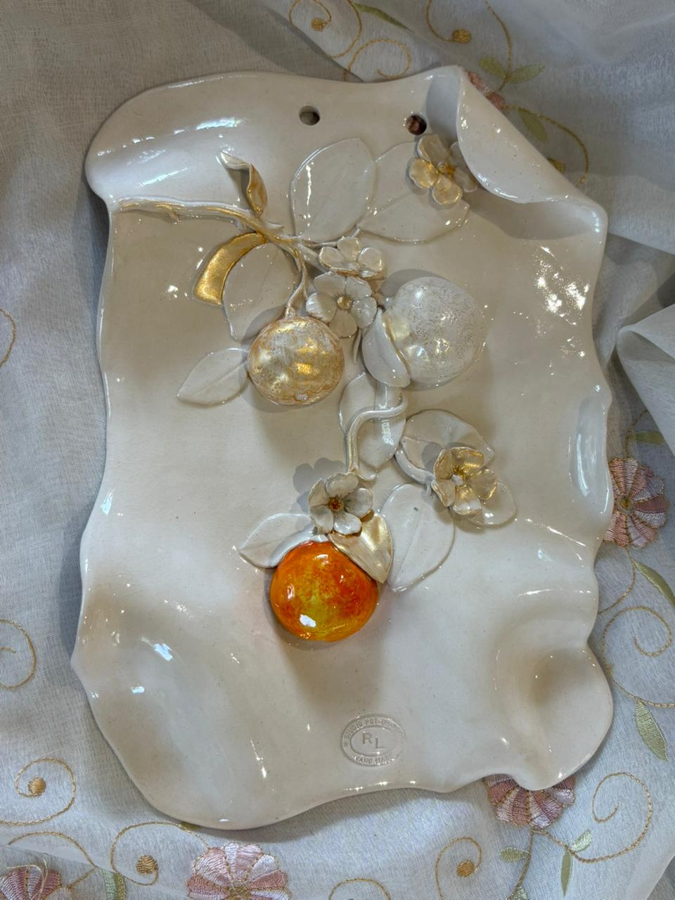 Royal white orange wall hanging