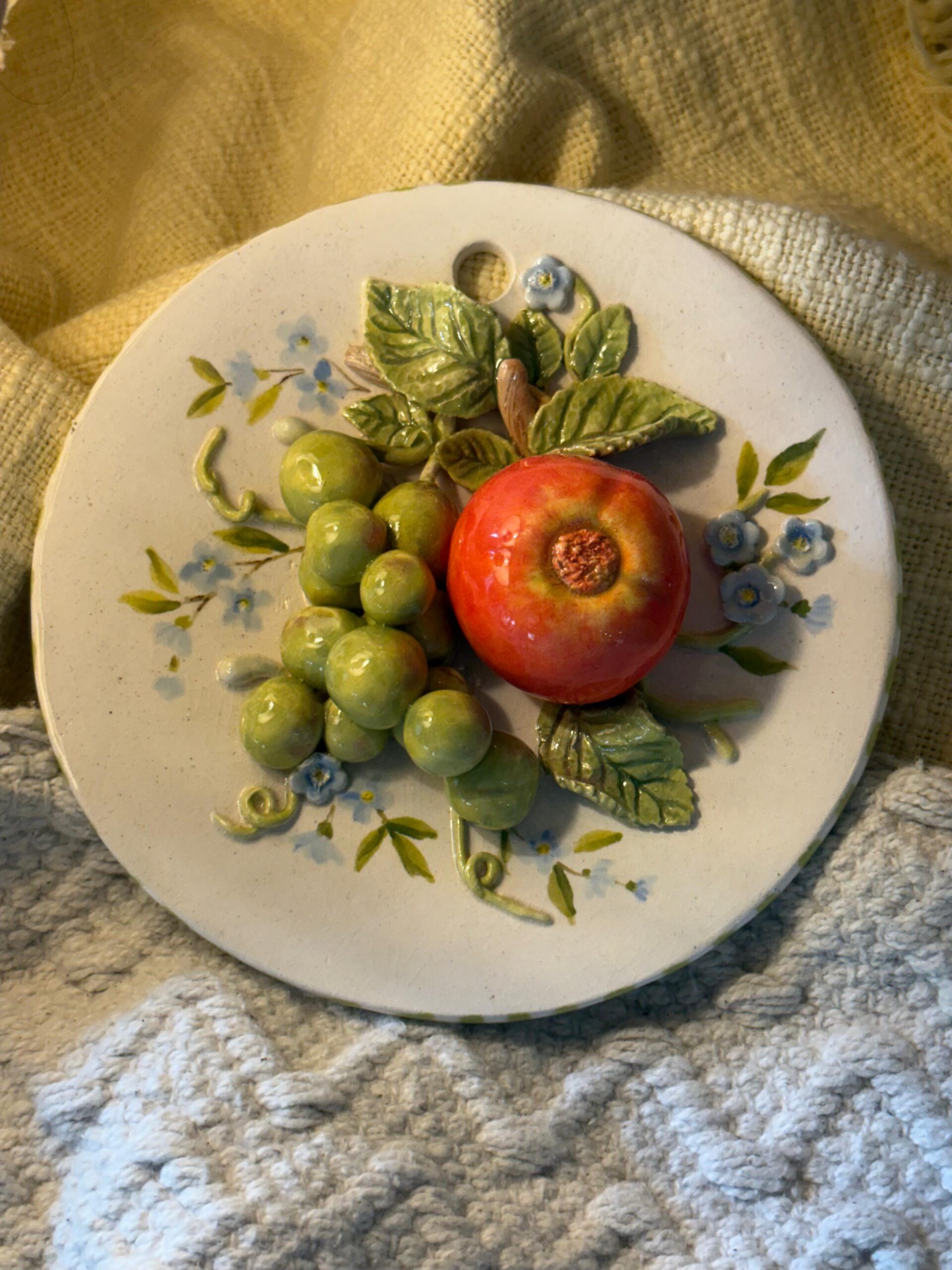 Apple 🍏 and grapes hanging