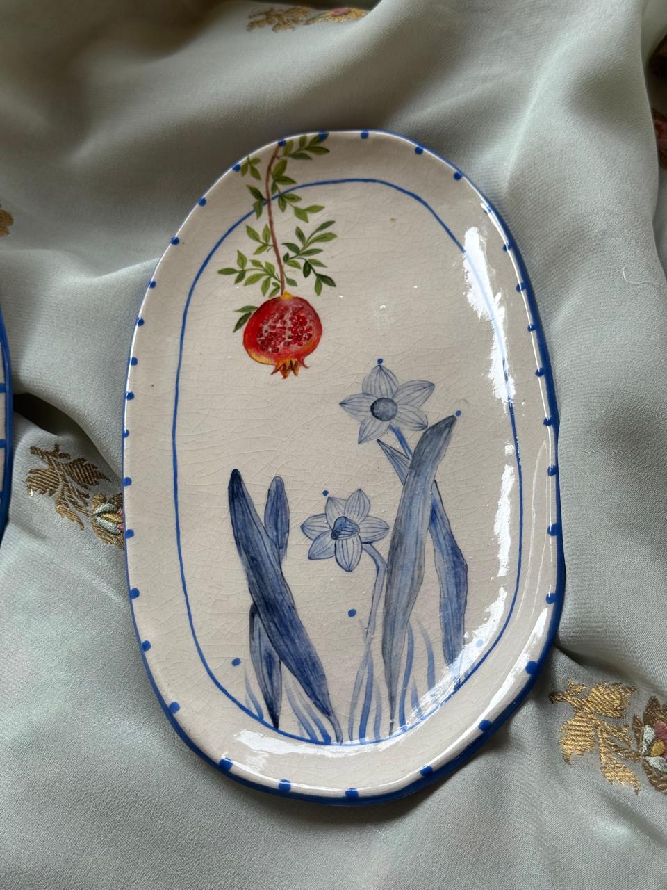 Pomegranate with blue paining