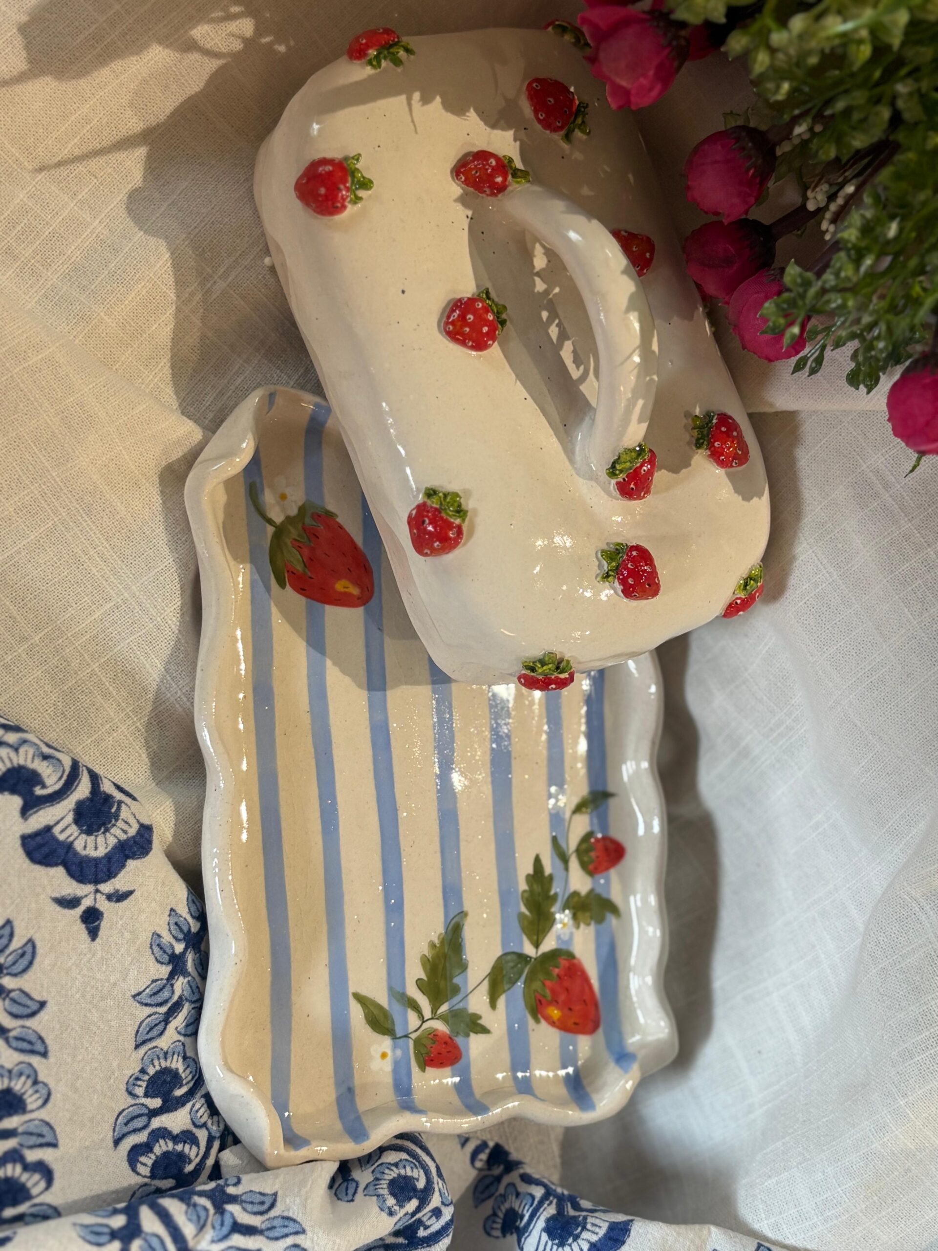 Strawberry butter dish