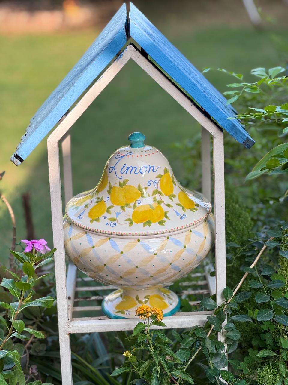 Beautiful hand painted lemon tureen