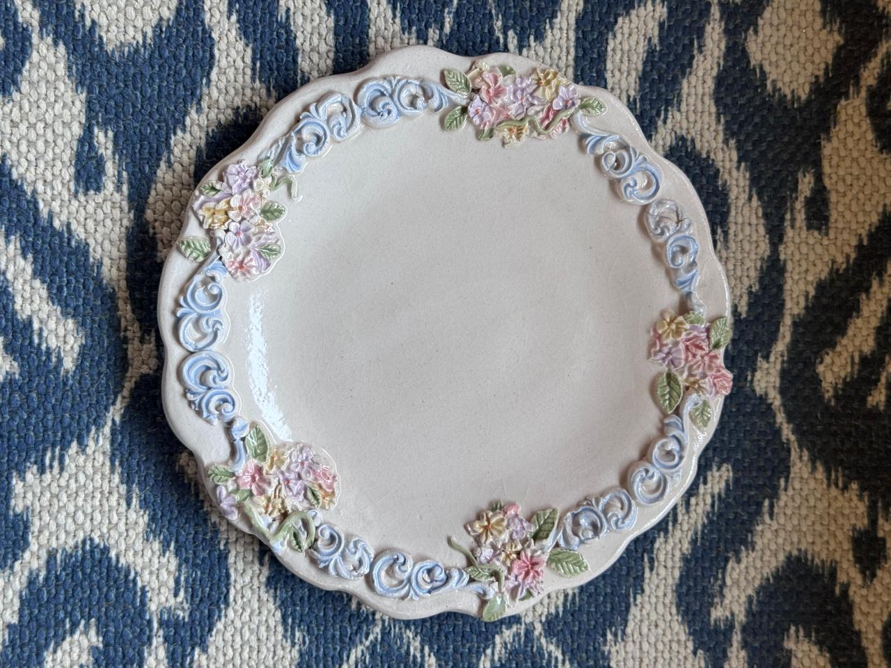 Vintage Floral Ceramic Plate
